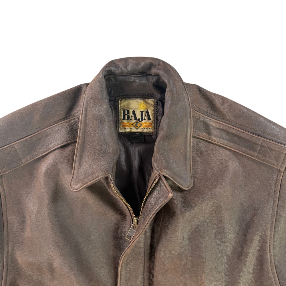 Baja Trading Company Bomber Jacket Mens‎ XL Brown Leather A2 Flight Aviator